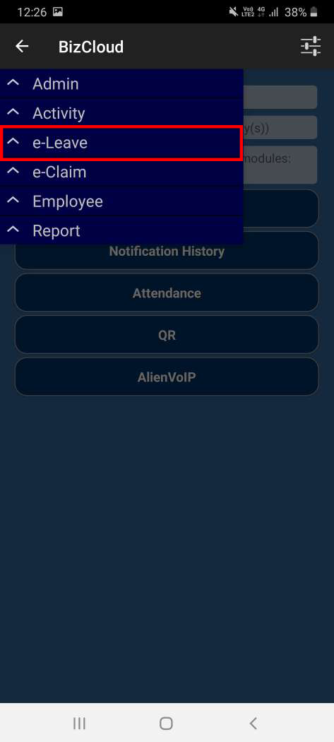 apply leave bizcloud android app 01