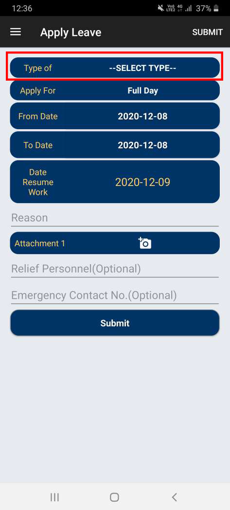 apply leave bizcloud android app 03