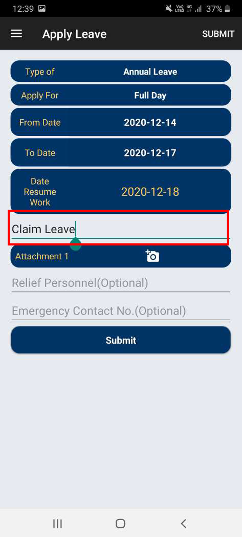 apply leave bizcloud android app 08