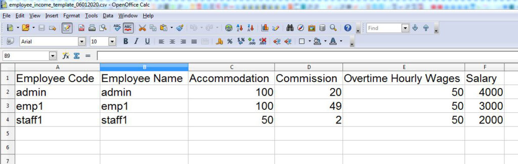 employee income template bizcloud hr suite payroll module