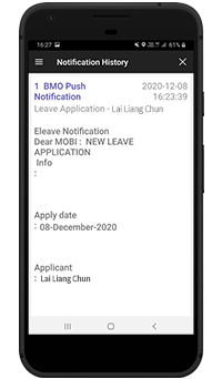 leave notifications by bizcloud apps