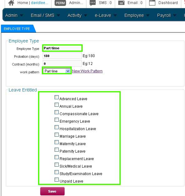 online leave management system employee type 3