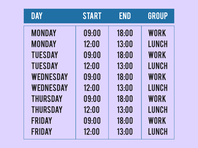 work pattern attendance system